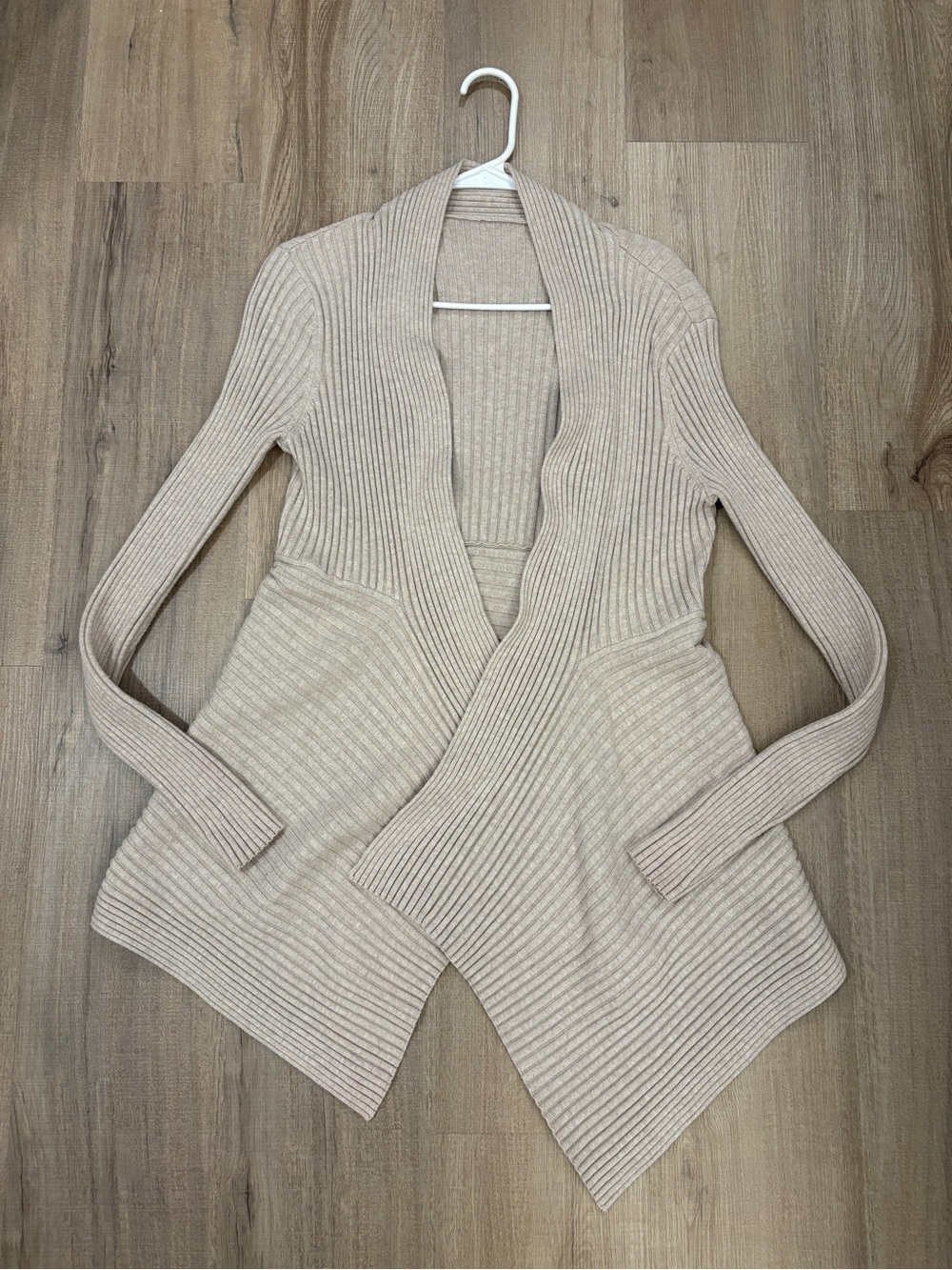 Tommy Bahama Ribbed Open-Front Cardigan in Light Beige